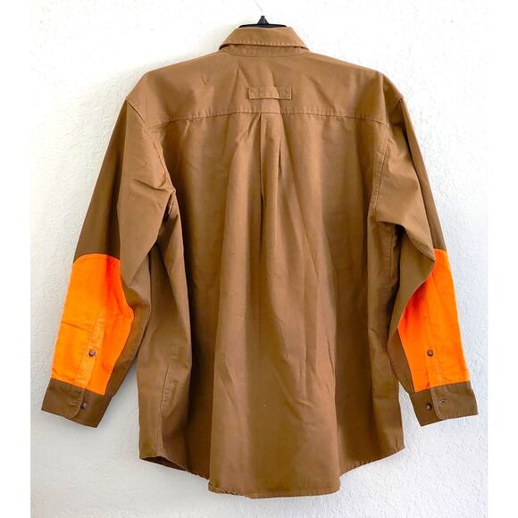 HUNTING/SHOOTING SHIRT-SIERRA TRADING POST-Dark Brown-Orange-Quilted Shoulder-XL - Picture 2 of 13